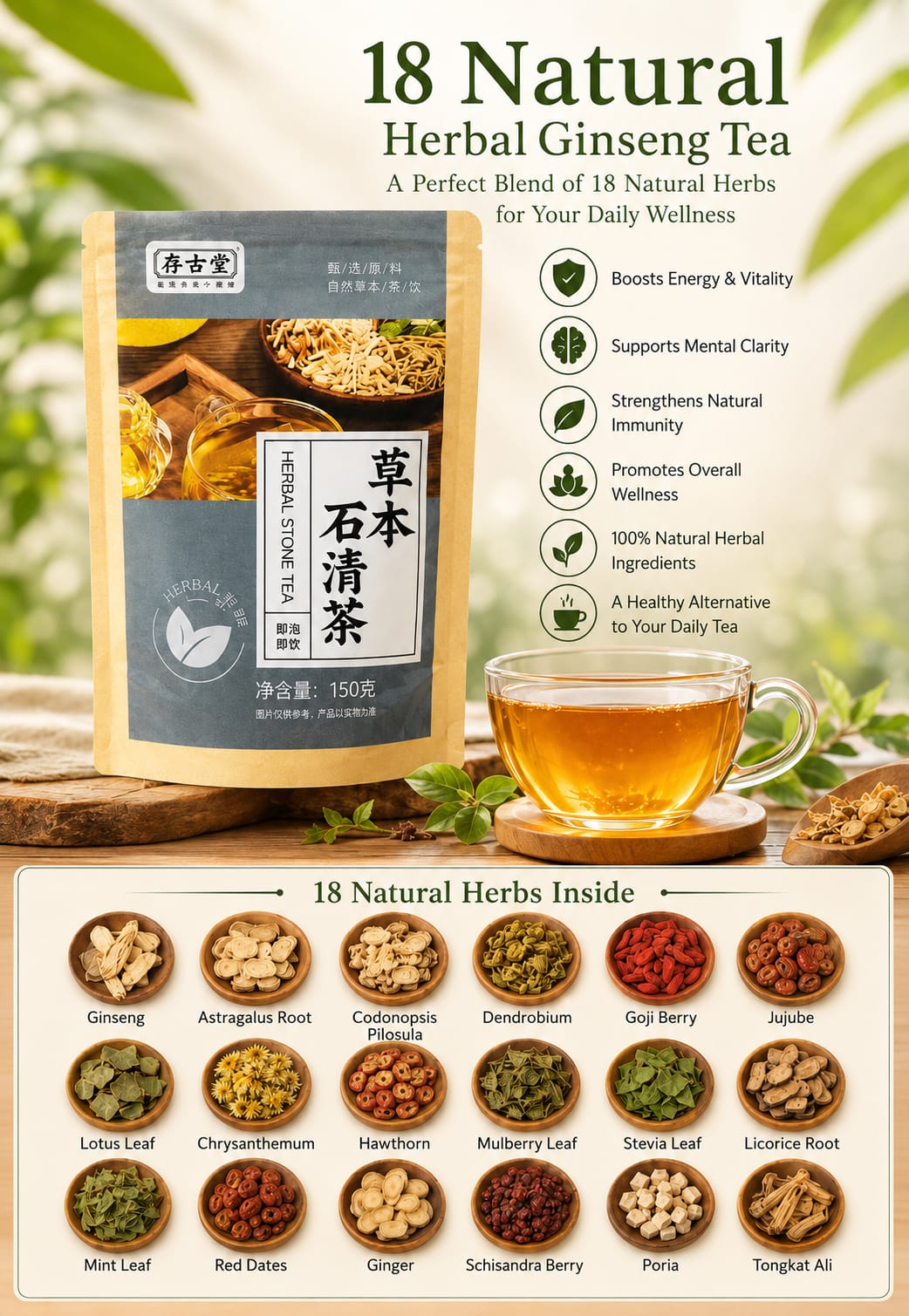 18-Herbs Ginseng Tea - 30 Tea Bags